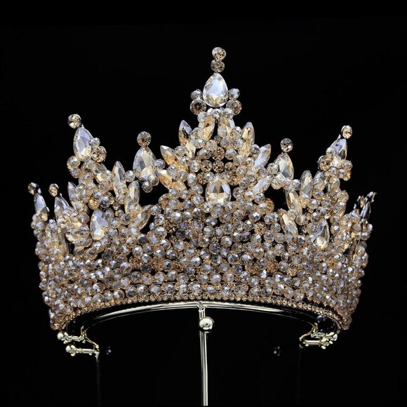 Large Crystal Tiaras for Women Tall Rainbow Queen Headpiece for Weddings Prom main image 4
